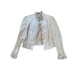 Vintage RANCHWEAR Genuine Suede Leather Women's Ruffled Waist Jacket Size 10